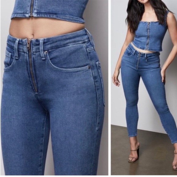 Good American Exposed Zipper High Rise Skinny Jean size 8/29 - Picture 2 of 8